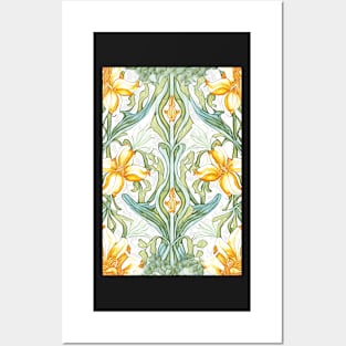 Floral Garden Botanical Print with Yellow flowers Posters and Art